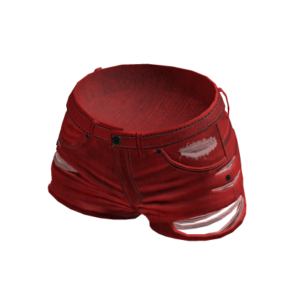 Ripped Denim Festival Shorts - Red thumbnail