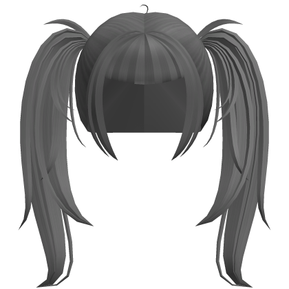 alt y2k messy straight pigtails in grey
