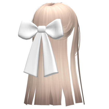 Straight Half up Hair w/ White Bow Platinum Roblox item