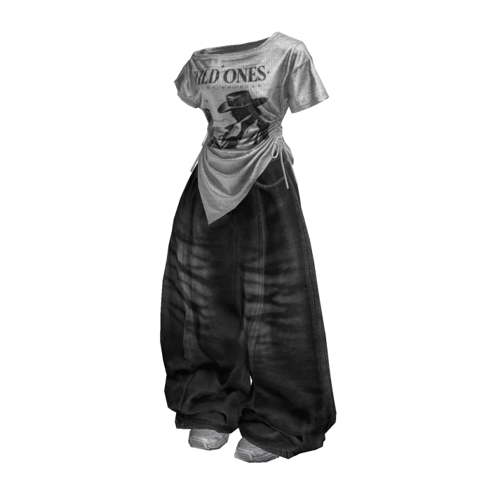 Vintage Y2K Baggy Jeans Girl Outfit / 01