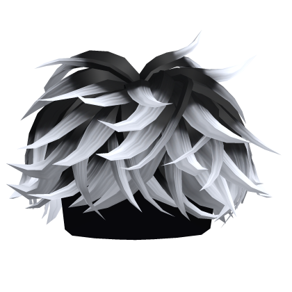 Roblox Item Black To White Fluffy Middle Swept Hair