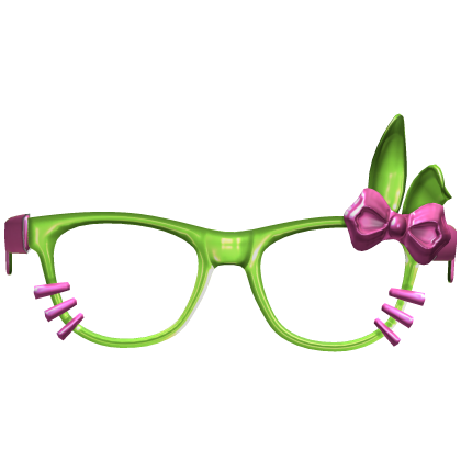 Green & Pink Bunny Ear Glasses Bow Roblox item