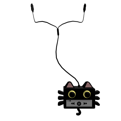 ☆ cute cat music player w/ paw earbuds (black)