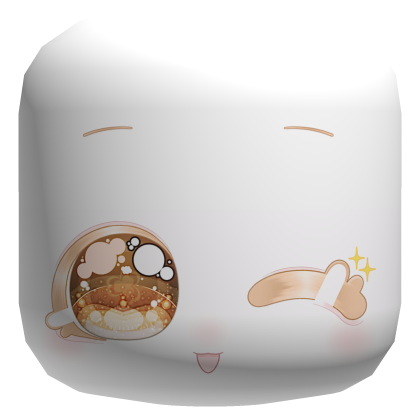 🤍 big brown eyes kawaii wink chibi face mask Roblox item