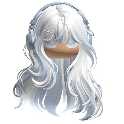 Cute Straight Hair w/ Headphones (White&Blue) Roblox item