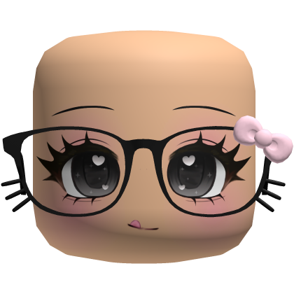 Cute Anime Face W Kitty Bow glasses thumbnail