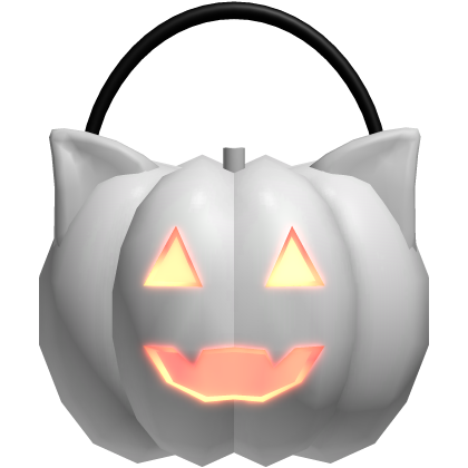 (GLOWING) halloween kitty pumpkin in white