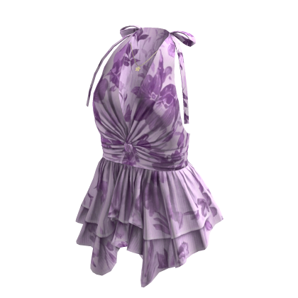 Coquette Floral Halter Peplum Top (Purple)