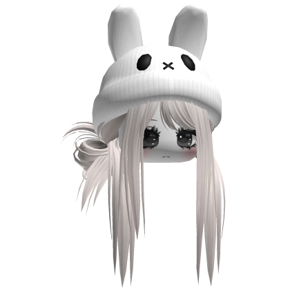 Moe Messy Girl Hair W/ Bunny Hat  Silver V4