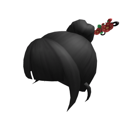 Bun Hair with Flower Hairpin Roblox item