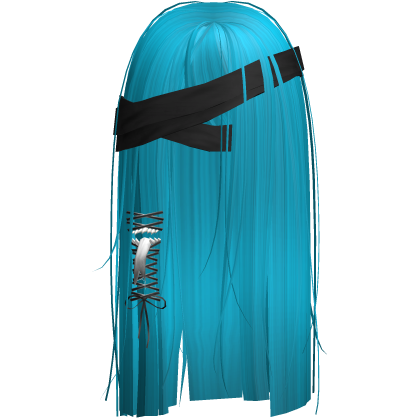 Creepy Hot Blue Monster Hair w Black Bandages Roblox item