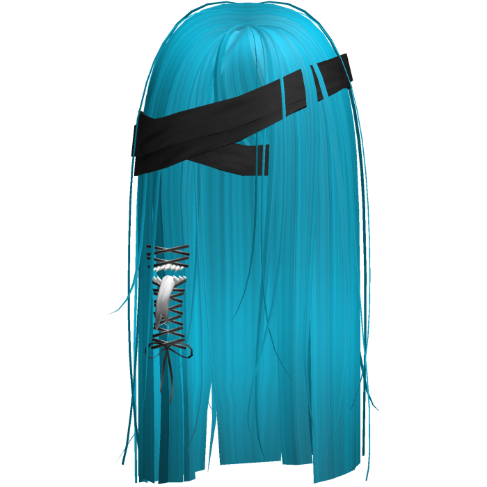 Creepy Hot Blue Monster Hair w Black Bandages