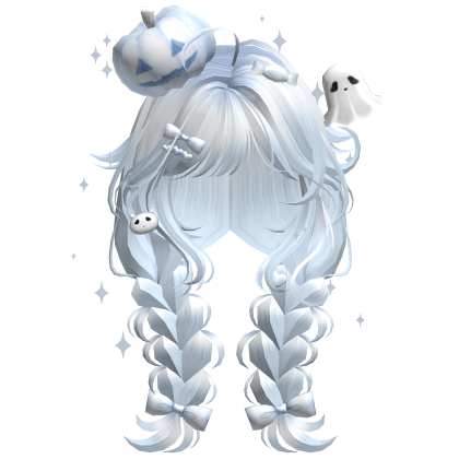 Halloween Cute Pumpkin Braids (Light Blue) Roblox item