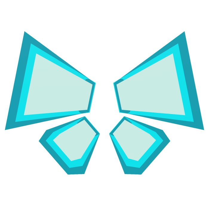 Cyan digital blocky butterfly wings