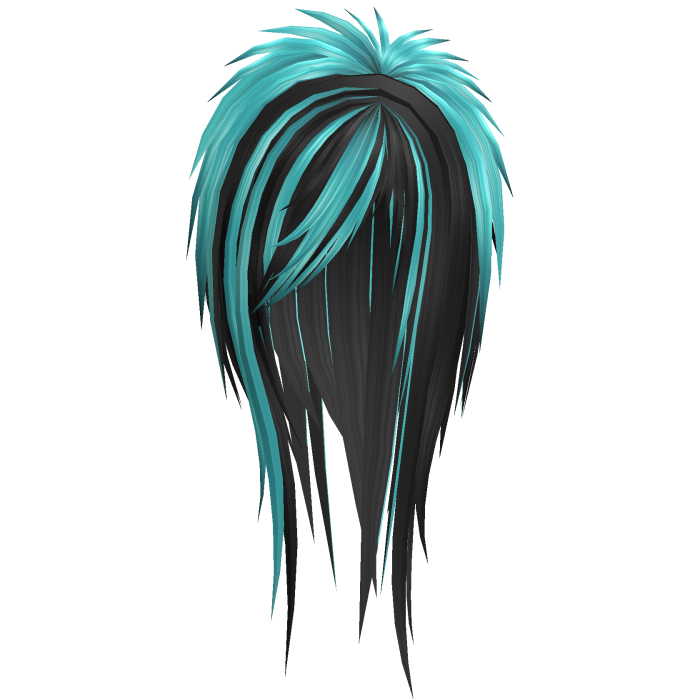 Black Choppy Emo Blue Gradient Dye Hair