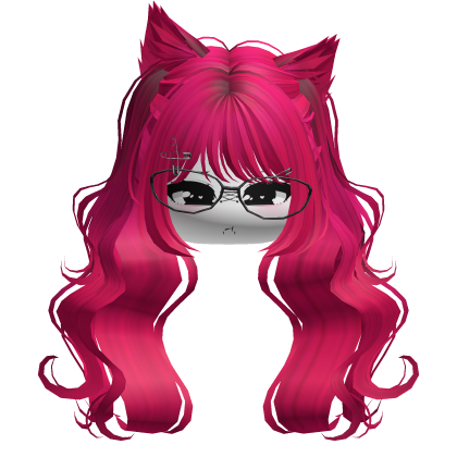 Wavy Moe Pigtails w/ Cat Ears (Rose Pink)