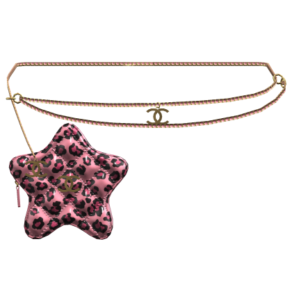Pink Leopard Cstar Quilted Waist Bag Gold Roblox item