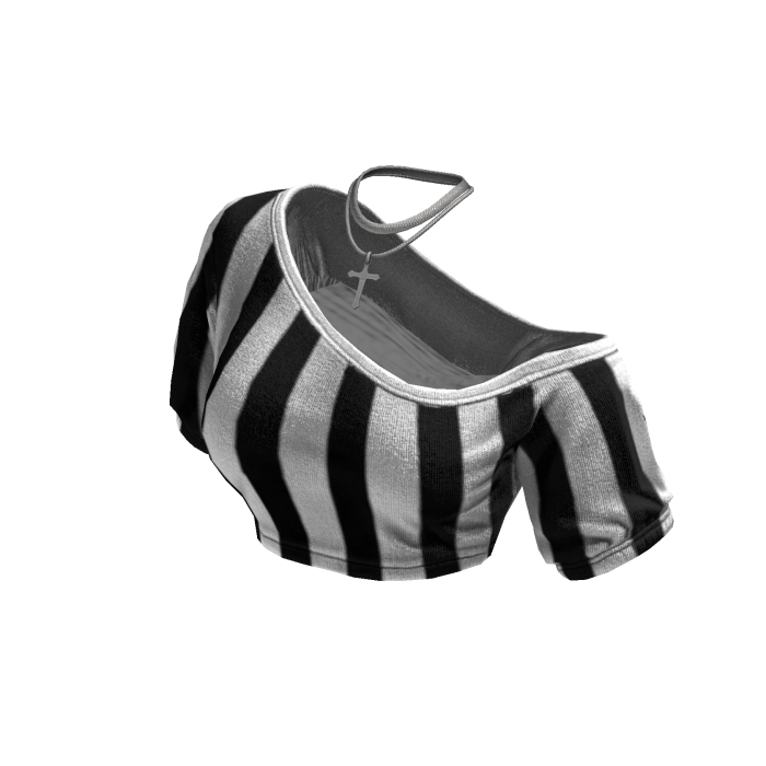 Cozy Off Shoulder Striped Top Necklace(BlackWhite)