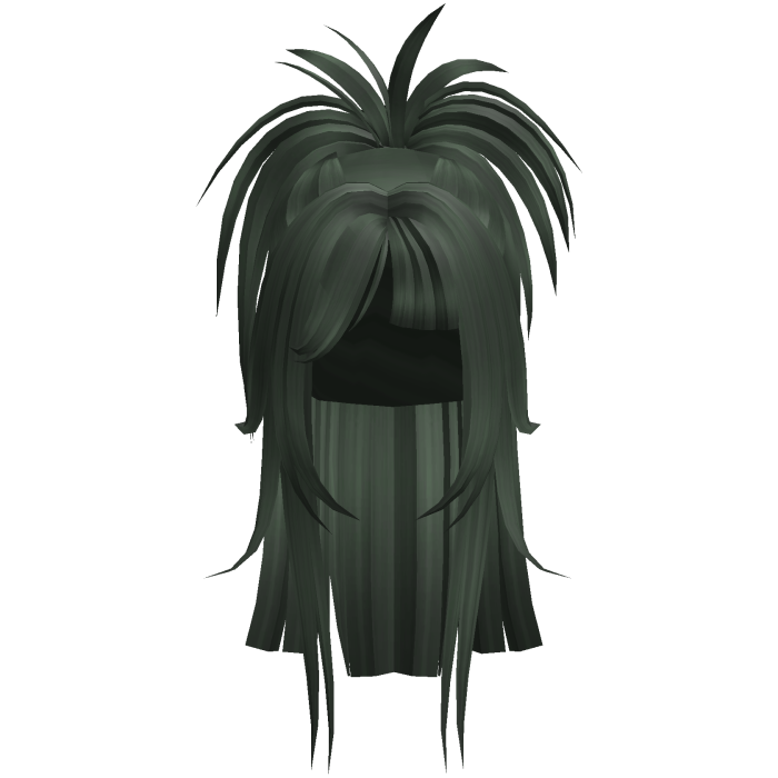 Spiky Anime Half Up Ponytail (Dark Green)
