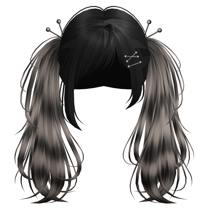 Ash Raccoon Y2K Emo Punk Pigtails w/ Pins