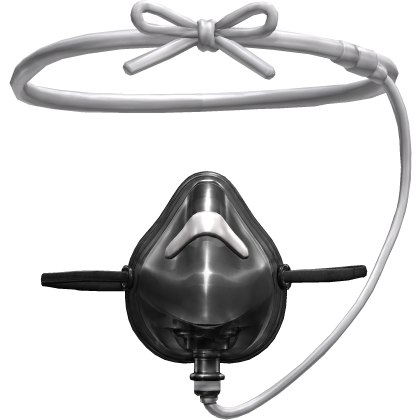 Black Oxygen Mask With Tube Around The Head