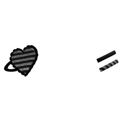 gothic striped heart hair clips black white