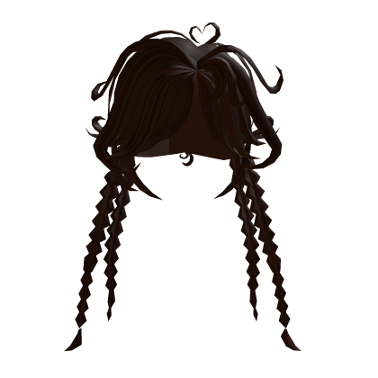 Dark Brown Braided Twintails with Heart Roblox item