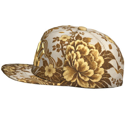 White & Gold Rose NY Tilted Fitted Cap Roblox item