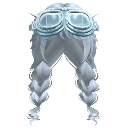 Fluffy Mechanic Sky Blue Braids W/ Goggles Roblox item