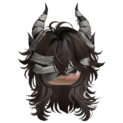 Horned Anime Demon Wolfcut (Dark Brown)