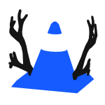 Blue Neon Traffic Cone and Antlers