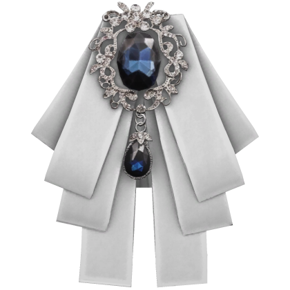 White Jabot Neck Decoration Blue Gem [1.0]