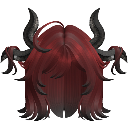 Short messy red black hair w/ horns Roblox item