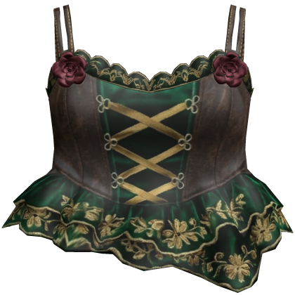 Green Gold Rose Corset Top