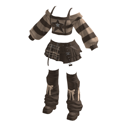 Emo Y2K Grunge Streetwear Brown & Beige Outfit