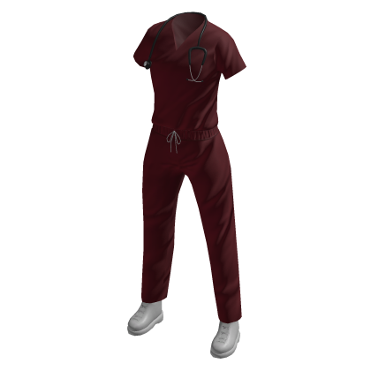 Red Scrub with Stethoscope