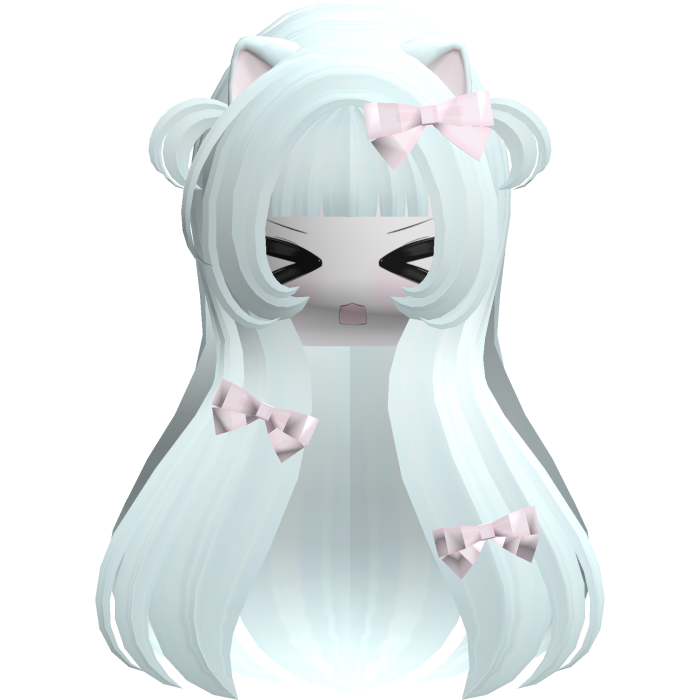 Kawaii Cyan Long Flowy Hair /w Bows