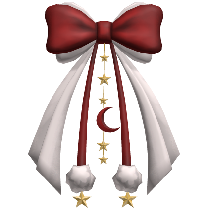 Cute Preppy Bow Moon Charm Ribbon Hair Red White Roblox item