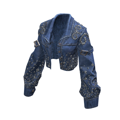 BB Blue KPop Denim Gemstone Jacket thumbnail