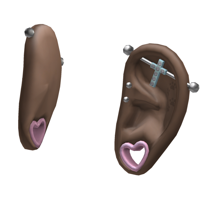 Paw Print Heart Gauged Ears / Set 5