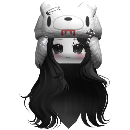 Fuzzy Bear Ushanka Flowy Long Hair (Black)