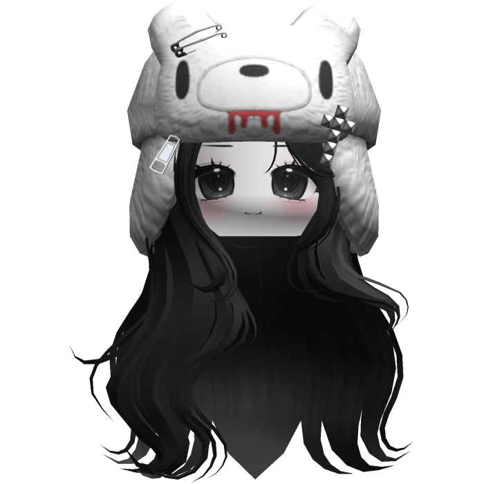 Fuzzy Bear Ushanka Flowy Long Hair (Black)