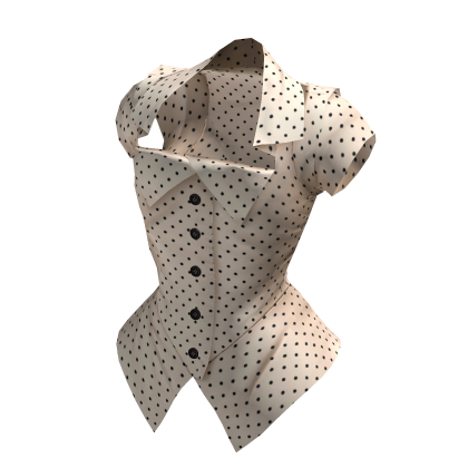 Cream Polka Dot Vkei Corset Blouse Button-up