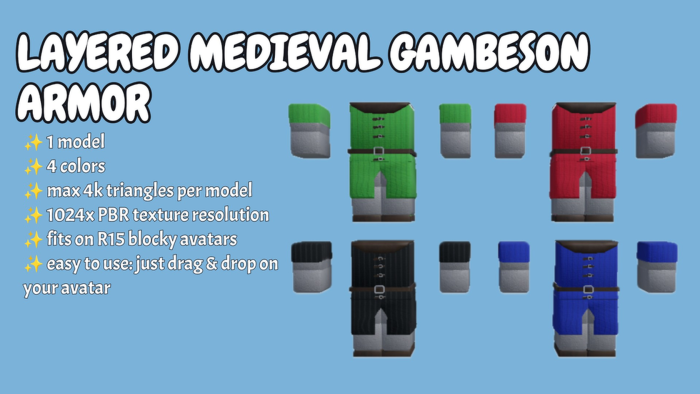 [Layered R15] Medieval gambeson armor preview 1