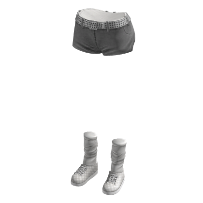 Grey Cute Denim Shorts w/ Shoes thumbnail