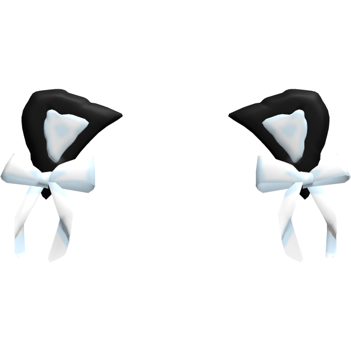 Kawaii Cat Ears w/ Coquette Ribbons Black & White