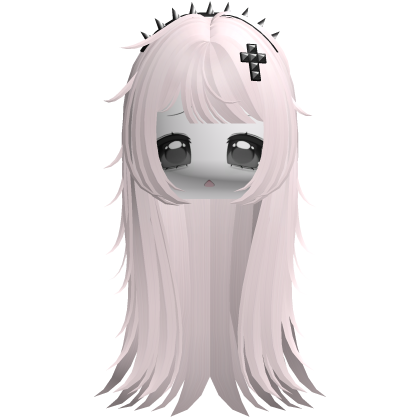 Vkei Moe Pink Messy Hair /w Spiky Headband Roblox item