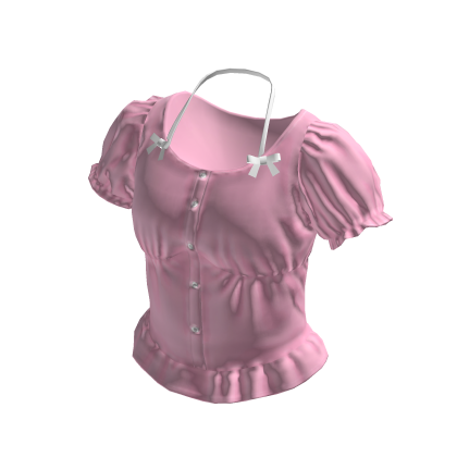 💗RUFFLED PUFF SLEEVE TOP_PINK thumbnail