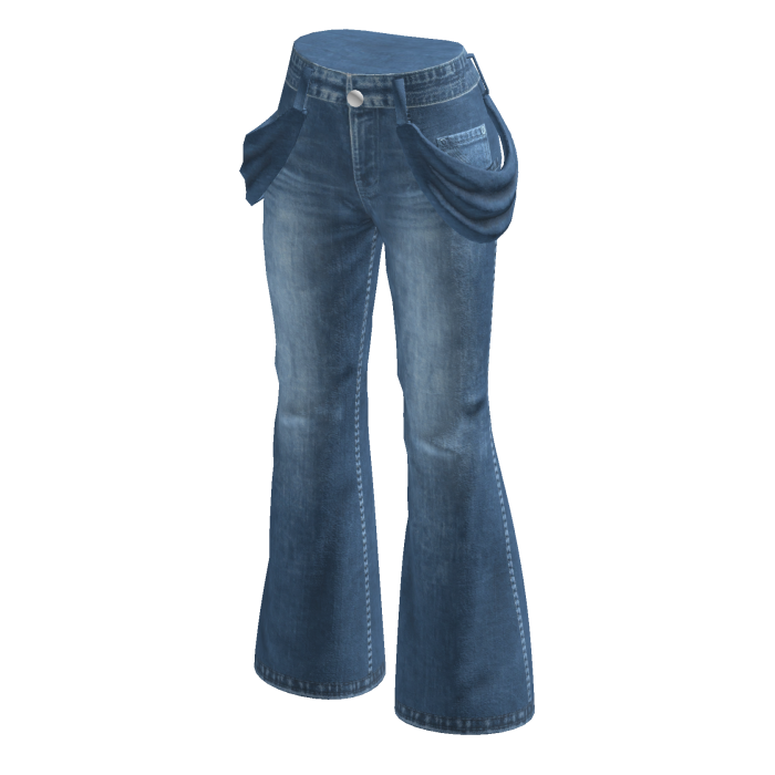 Flared Jeans with Hip Chains (Blue)