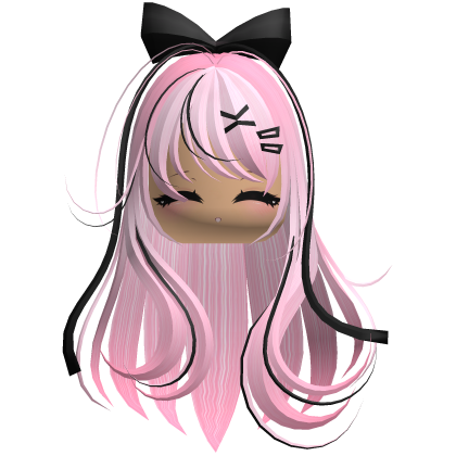 Beautiful Girl with Long Hair, Cute Bow & Lashes